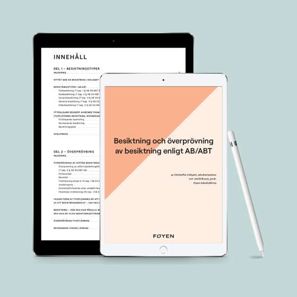 Besiktning och överprövning av besiktning enligt AB/ABT